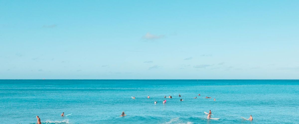 Group of people enjoying morning exercise by the sea